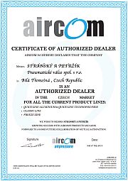 Certificate of authorized dealer of Aircom systems