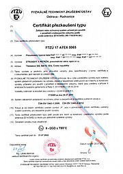 Type Examination Certificate FTZÚ 17 ATEX 0065 (type PAP)